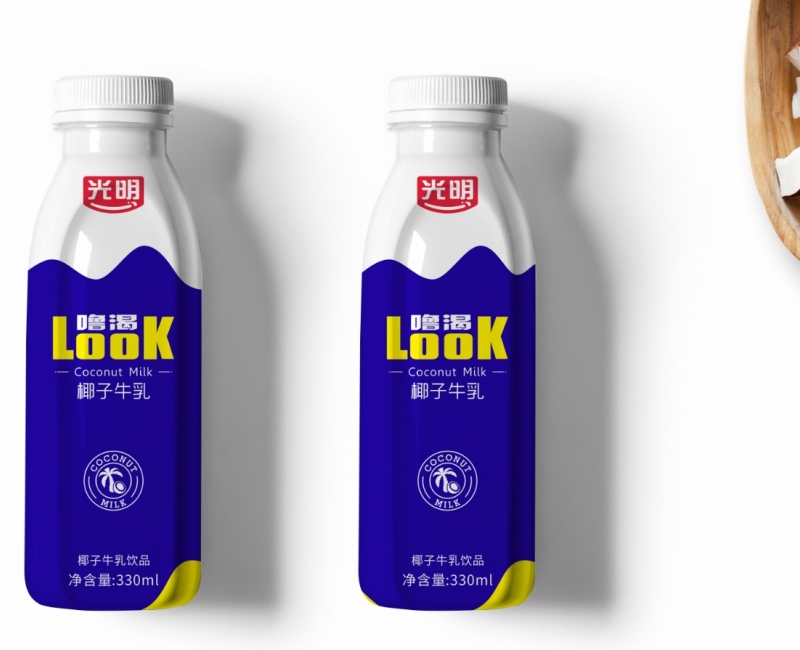 光明look椰子牛乳飲品包裝設(shè)計包裝設(shè)計案例 - 四喜設(shè)計作品